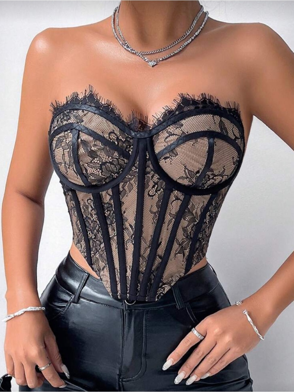 Black Lace Corset Bustier Top